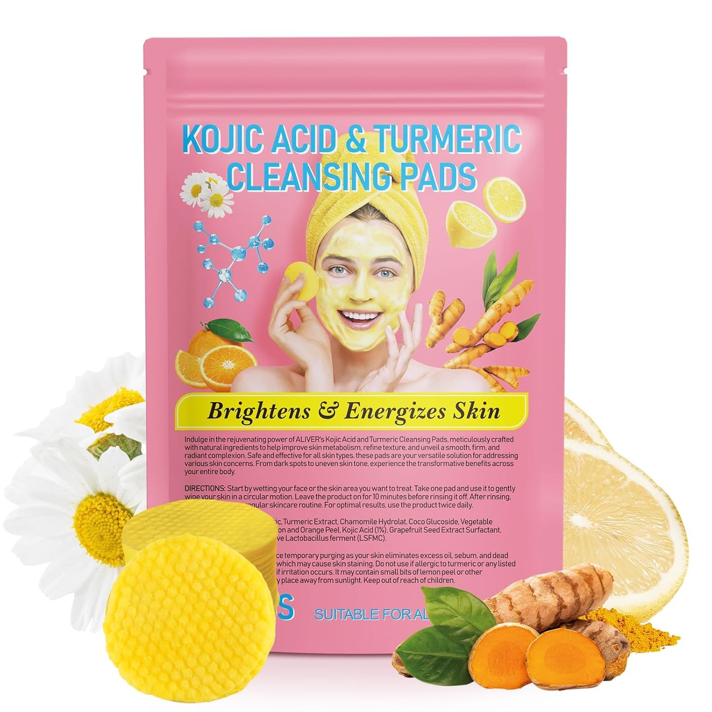 Kojic Acid & Turmeric Brightening Cleansing Pads