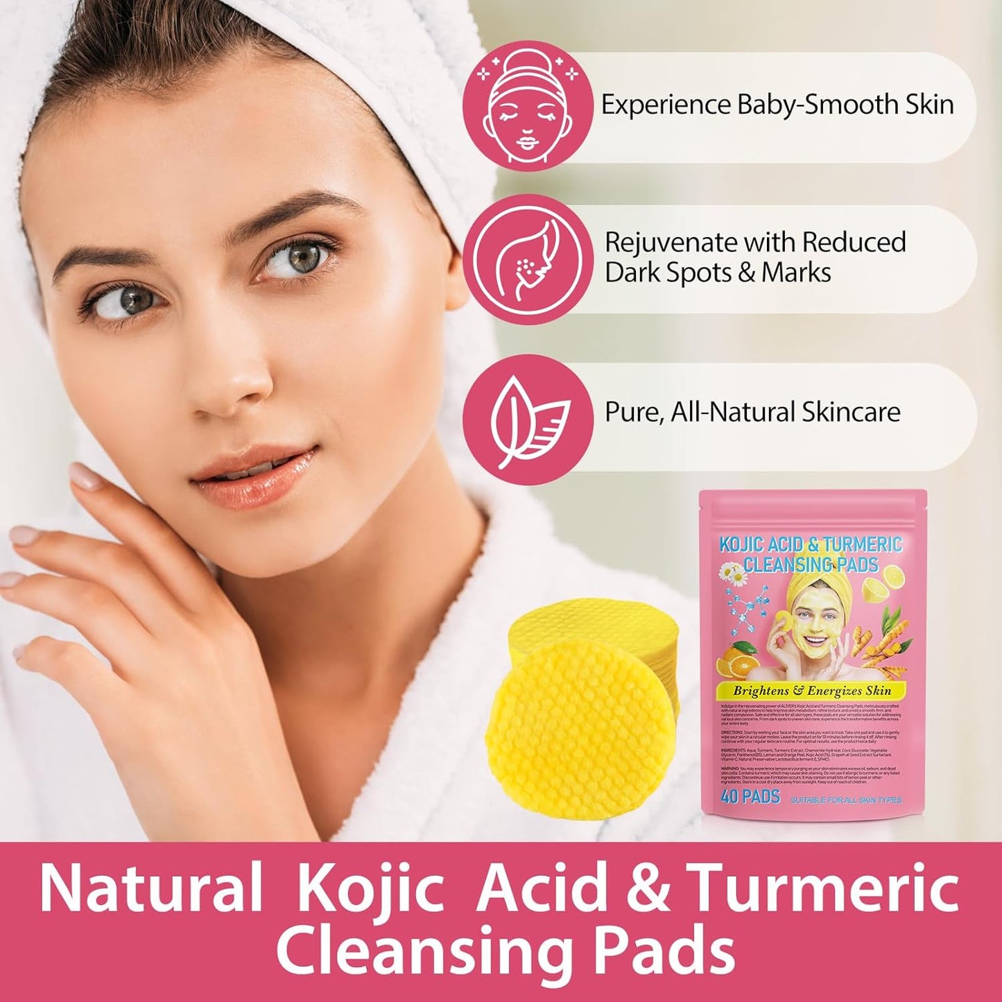 Kojic Acid & Turmeric Brightening Cleansing Pads
