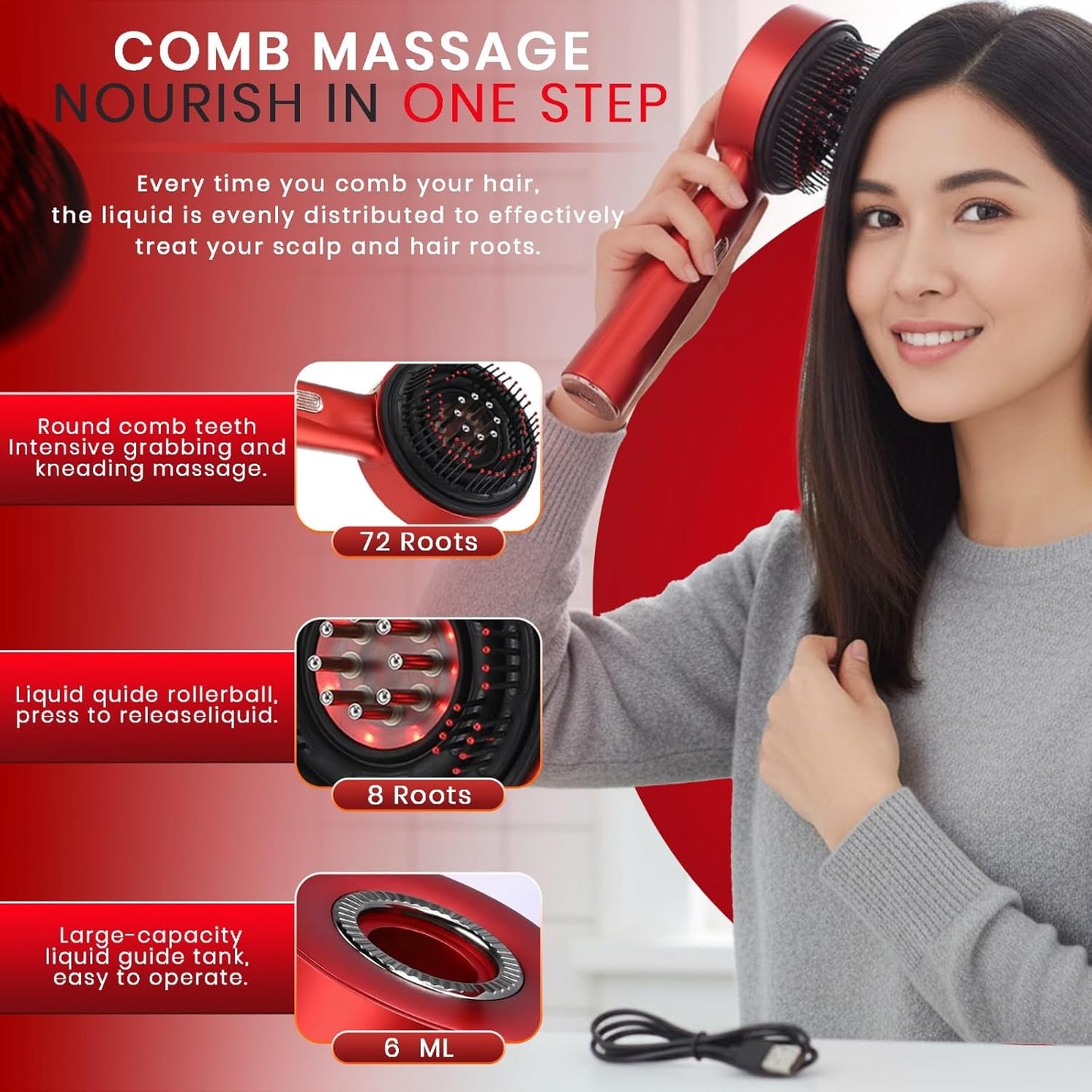 Scalp Massage Brush with Oil Applicator